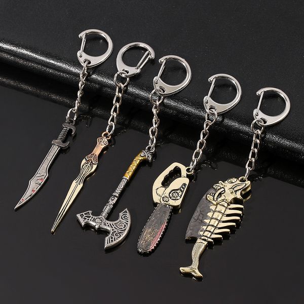 halloween cosplay keychains men weapon spartan fish bone sword chainsaw axe chopper metal key chain jewelry gifts, Silver
halloween cosplay keychains men weapon spartan fish bone sword chainsaw axe chopper metal key chain jewelry gifts, Silver