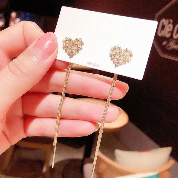new arrival fashion tassel drop earrings luxury gold color long chain heart dangle women for earrings joker lovely korean style, Silver
new arrival fashion tassel drop earrings luxury gold color long chain heart dangle women for earrings joker lovely korean style, Silver