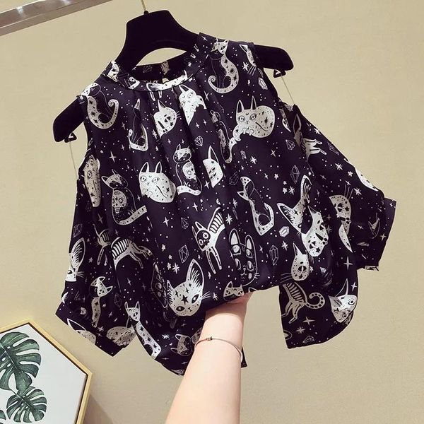 women's blouses & shirts elegant blouse women plus size summer chiffon shirt female fashion loose half sleeves off shoulder printed lad, White
women's blouses & shirts elegant blouse women plus size summer chiffon shirt female fashion loose half sleeves off shoulder printed lad, White
