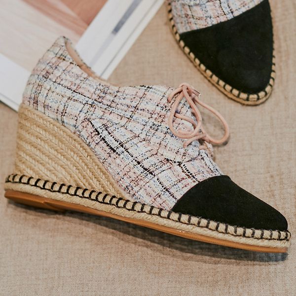 womens plaid fabric suede leather patchwork lace-up wedge pointed toe lace-up pumps comfortable casual ol shoesdress shoes, Black
womens plaid fabric suede leather patchwork lace-up wedge pointed toe lace-up pumps comfortable casual ol shoesdress shoes, Black