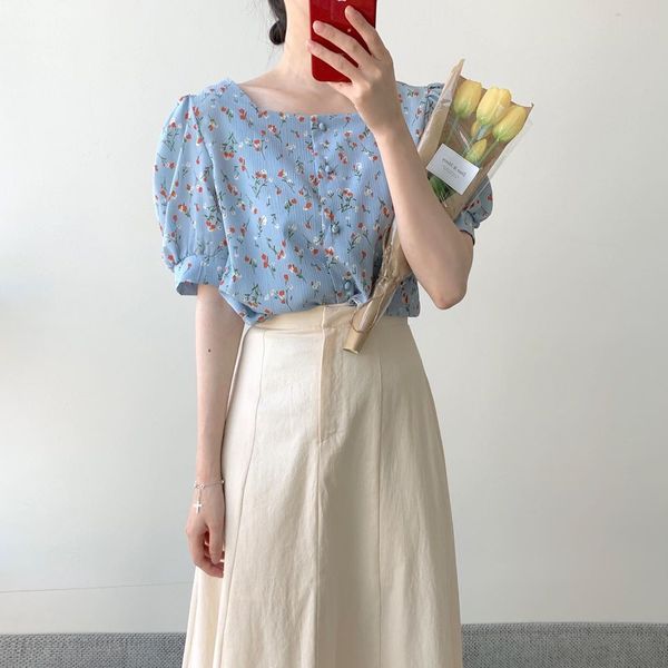 student of two female parts 2021 new floral shirt + high waist skirt summer ct1c, Black;gray
student of two female parts 2021 new floral shirt + high waist skirt summer ct1c, Black;gray