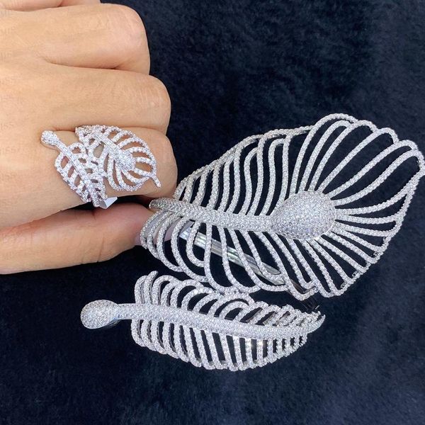 earrings & necklace kellybola luxury african nigerian big feather shape bangle ring sets jewelry set for women wedding brincos para as mulhe, Silver
earrings & necklace kellybola luxury african nigerian big feather shape bangle ring sets jewelry set for women wedding brincos para as mulhe, Silver