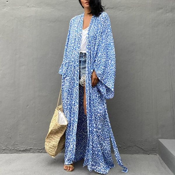 women's swimwear long robe strapless skin-friendly blue vintage oversize leopard pattern cardigan for shopping summer over, White;black
women's swimwear long robe strapless skin-friendly blue vintage oversize leopard pattern cardigan for shopping summer over, White;black