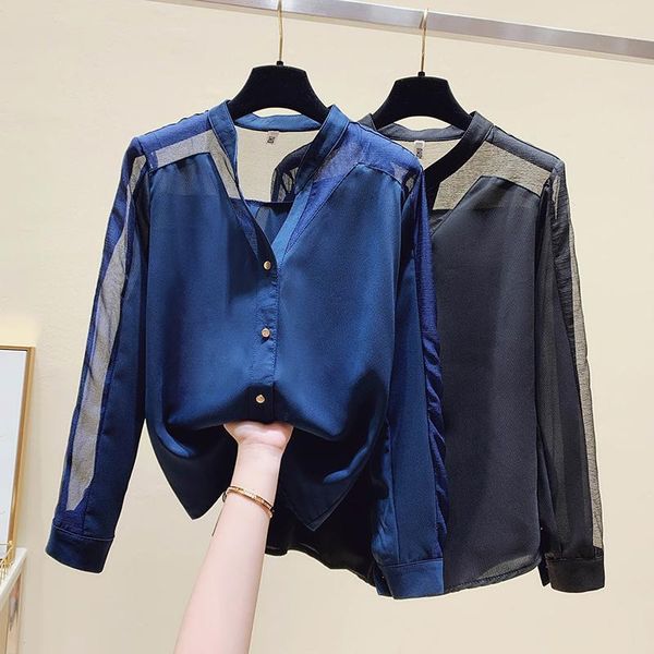 women's blouses & shirts women 2021 spring autumn long sleeves chiffon loose patchwork female elegant turn down collar oversized t07, White
women's blouses & shirts women 2021 spring autumn long sleeves chiffon loose patchwork female elegant turn down collar oversized t07, White