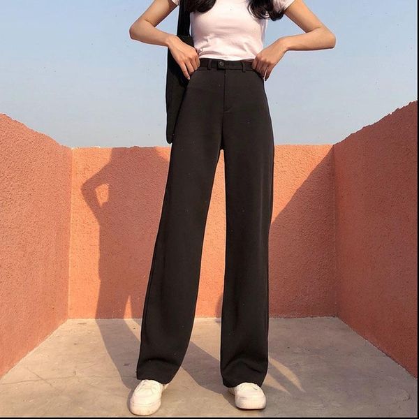 autumn button women ankle length pants korean new summer solid color loose straight pants harajuku casual high waist trousers n, Black;white
autumn button women ankle length pants korean new summer solid color loose straight pants harajuku casual high waist trousers n, Black;white