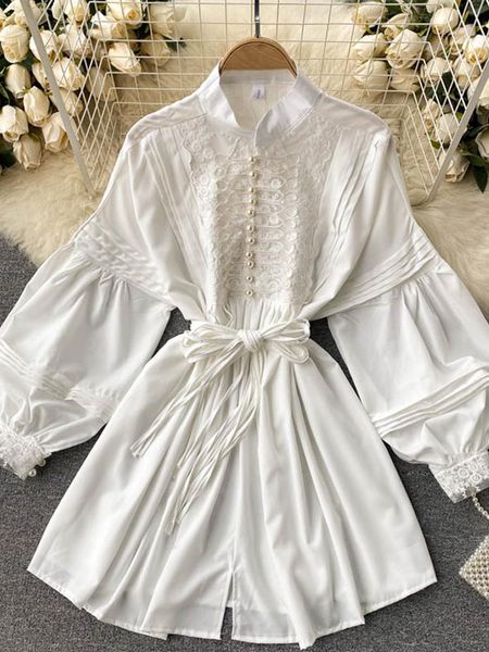 casual dresses zcwxm summer women vintage elegant beading white dress with belt mandarin collar lantern sleeve ball gown slim solid clothes, Black;gray
casual dresses zcwxm summer women vintage elegant beading white dress with belt mandarin collar lantern sleeve ball gown slim solid clothes, Black;gray