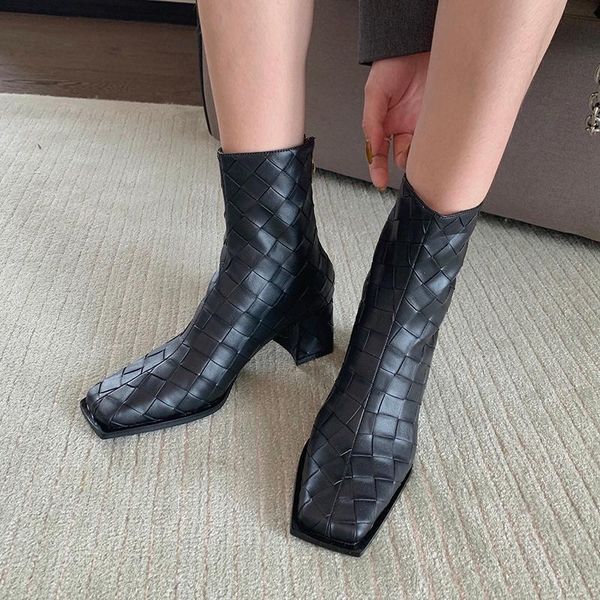 boots winter women booties square toe sock mid heels back zipper black brown blue woman zip closed pump
boots winter women booties square toe sock mid heels back zipper black brown blue woman zip closed pump