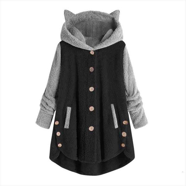 ladies hoodies women button coat patchworl hooded pullover loose blouse plus size, Black
ladies hoodies women button coat patchworl hooded pullover loose blouse plus size, Black