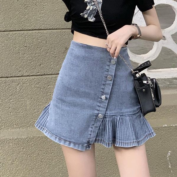 skirts denim skirt solid ruffles pleated high waist spring summer woman 2021 buttons a-line mujer faldas 8352#, Black
skirts denim skirt solid ruffles pleated high waist spring summer woman 2021 buttons a-line mujer faldas 8352#, Black