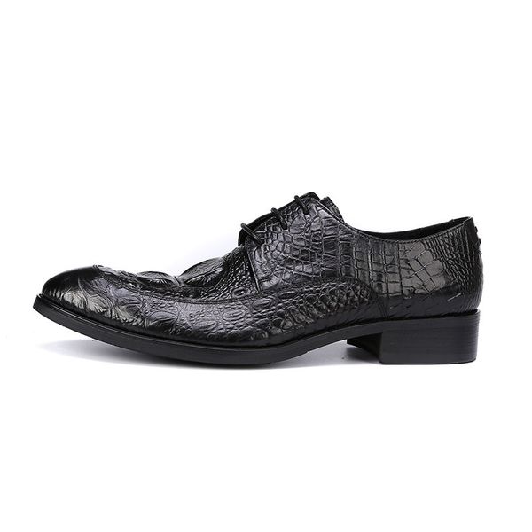 new arrival retro bullock genuine leather men business formal shoes alligator pattern pointed toe men oxford dress shoes men b96, Black
new arrival retro bullock genuine leather men business formal shoes alligator pattern pointed toe men oxford dress shoes men b96, Black