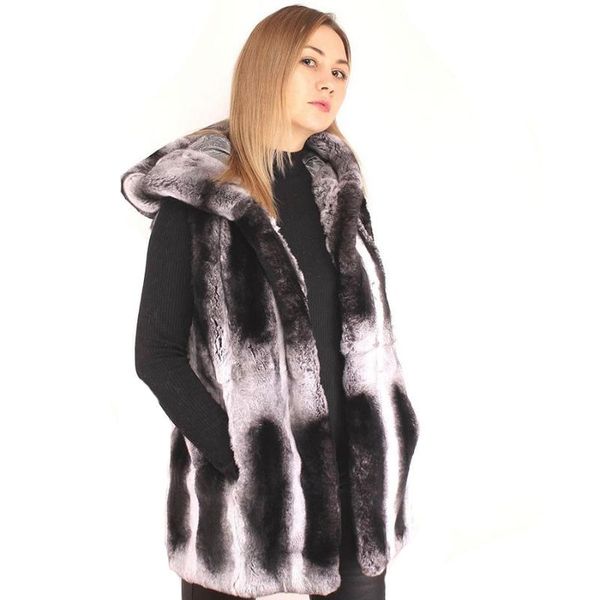 women's fur & faux delightful hooded vest women real rex gilet 2021 style warm overcoat chinchilla colored outwear, Black
women's fur & faux delightful hooded vest women real rex gilet 2021 style warm overcoat chinchilla colored outwear, Black