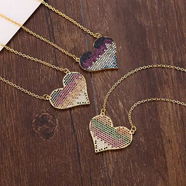 pendant necklaces daihe luxury colorful heart 18k gold women necklace crystal adjustable zircon copper chain for jewelry, Silver
pendant necklaces daihe luxury colorful heart 18k gold women necklace crystal adjustable zircon copper chain for jewelry, Silver