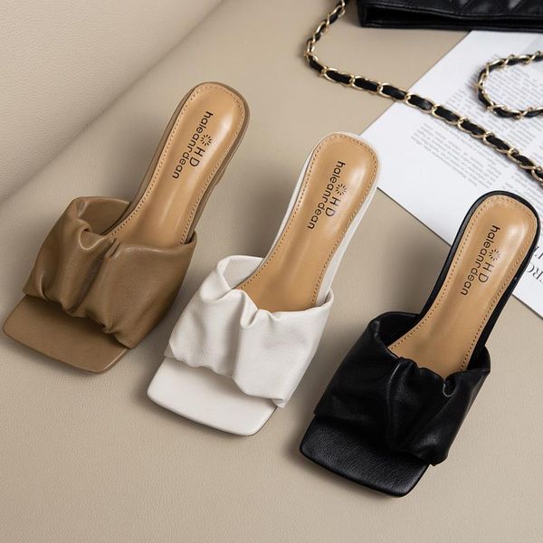 2021 new design square toe thin high heel slippers women sandals fashion slip on slides summer shoe pleated massage outsole, Black
2021 new design square toe thin high heel slippers women sandals fashion slip on slides summer shoe pleated massage outsole, Black