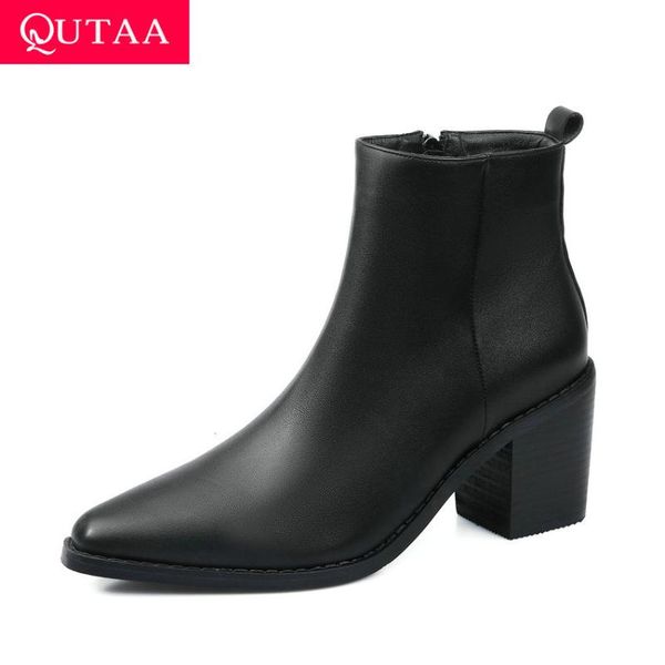 boots qutaa 2021 pointed toe zipper ankle autumn winter square high heel short pu leather flock women shoes big size 34-43, Black
boots qutaa 2021 pointed toe zipper ankle autumn winter square high heel short pu leather flock women shoes big size 34-43, Black