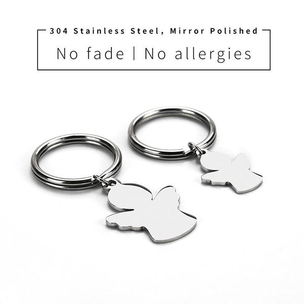 keychains 100% stainless steel blank angel key chain charm pendant metal tag personalize chains high polished wholesale 50pcs, Silver
keychains 100% stainless steel blank angel key chain charm pendant metal tag personalize chains high polished wholesale 50pcs, Silver