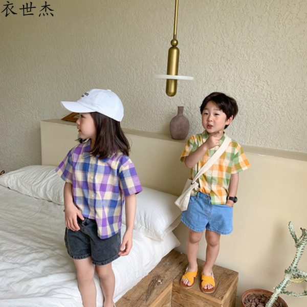 childrens clothing 2022 summer boys and girls plaid shirt children lapel short-sleeved comfortable top, White;black
childrens clothing 2022 summer boys and girls plaid shirt children lapel short-sleeved comfortable top, White;black