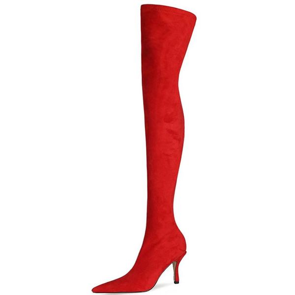 boots pure color soft suede surface women winter over the knee high pointed toe thin heels big size 47 outdoor shoes, Black
boots pure color soft suede surface women winter over the knee high pointed toe thin heels big size 47 outdoor shoes, Black