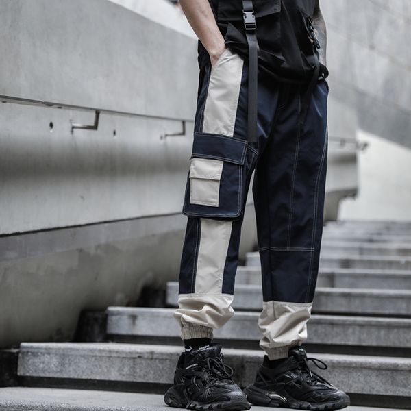 2021 new men hip-hop high-waist cargo pants ix45, Black 
2021 new men hip-hop high-waist cargo pants ix45, Black