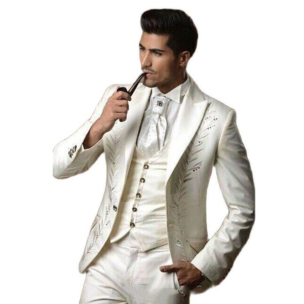 men's suits & blazers custom made 3 pieces groom tuxedos wedding for men groomsmen mens (jacket+pant+vest+tie) terno, White;black 
men's suits & blazers custom made 3 pieces groom tuxedos wedding for men groomsmen mens (jacket+pant+vest+tie) terno, White;black