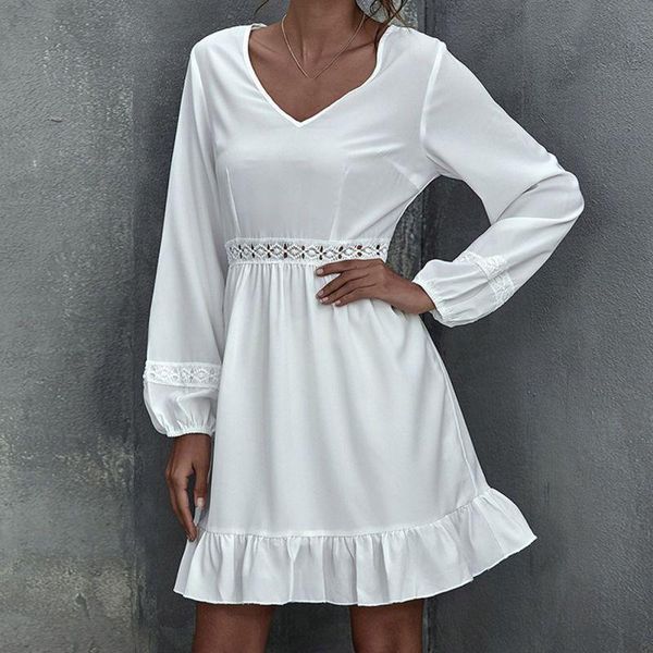 casual dresses lace stitching high waist dress temperament hollow out comfort for women white long sleeved party clubwear, Black;gray
casual dresses lace stitching high waist dress temperament hollow out comfort for women white long sleeved party clubwear, Black;gray