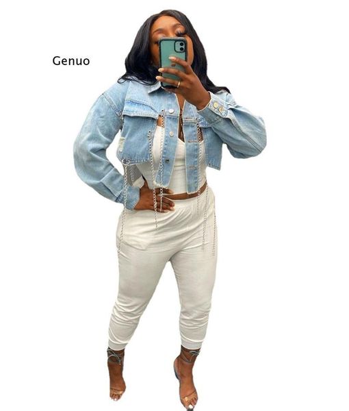 women's jackets women ripped denim fashion casual asymmetric short jeans jacket long sleeve backless chains cropped coat streetwear, Black;brown
women's jackets women ripped denim fashion casual asymmetric short jeans jacket long sleeve backless chains cropped coat streetwear, Black;brown