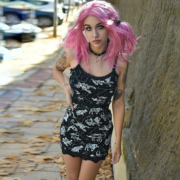 summer women dress gothic lace patchwork streetwear sleeveless printed 2021 fashion casual party female dresses, Black;gray
summer women dress gothic lace patchwork streetwear sleeveless printed 2021 fashion casual party female dresses, Black;gray