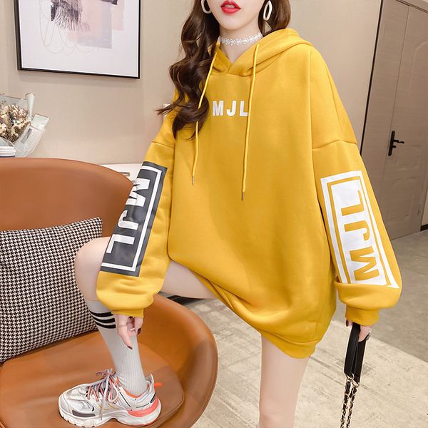 autumn and winter 2021 korean new medium long loose large letter printing casual simple plush hooded women's sweater, Blue;black
autumn and winter 2021 korean new medium long loose large letter printing casual simple plush hooded women's sweater, Blue;black