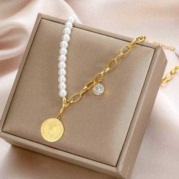 chains 316l stainless steel retro pearl queen round zircon pendant thick chain charm choker necklace for women fashion fine jewelry, Silver
chains 316l stainless steel retro pearl queen round zircon pendant thick chain charm choker necklace for women fashion fine jewelry, Silver