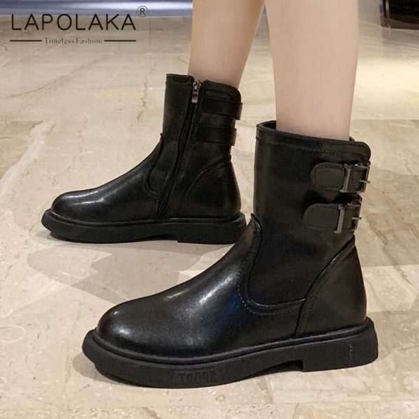 boots lapolaka 2021 design zip up comfortable women shoes buckle decoration concise cool street motorcycle female, Black
boots lapolaka 2021 design zip up comfortable women shoes buckle decoration concise cool street motorcycle female, Black