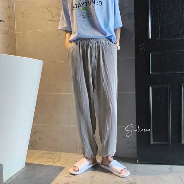 men's pants summer pleated fashion black gray casual men streetwear loose straight wide leg mens ice silk 3utn
men's pants summer pleated fashion black gray casual men streetwear loose straight wide leg mens ice silk 3utn