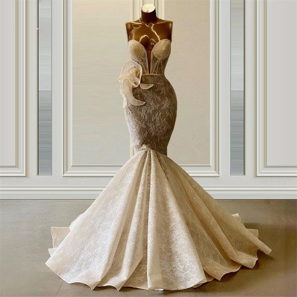france champagne wedding dresses 2022 sweetheart arabic mermaid ruffles train beach party bridal dress full lace robe de mariee, White
france champagne wedding dresses 2022 sweetheart arabic mermaid ruffles train beach party bridal dress full lace robe de mariee, White