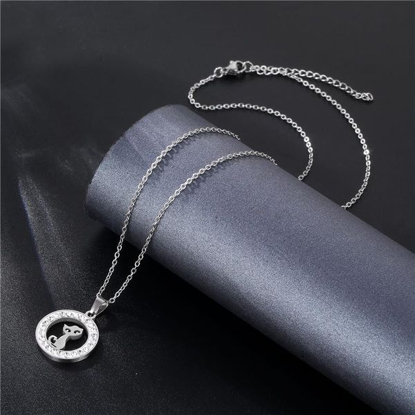 pendant necklaces stainless steel animal necklace women crystal cat chain choker round valentine's day thanksgiving gift, Silver
pendant necklaces stainless steel animal necklace women crystal cat chain choker round valentine's day thanksgiving gift, Silver