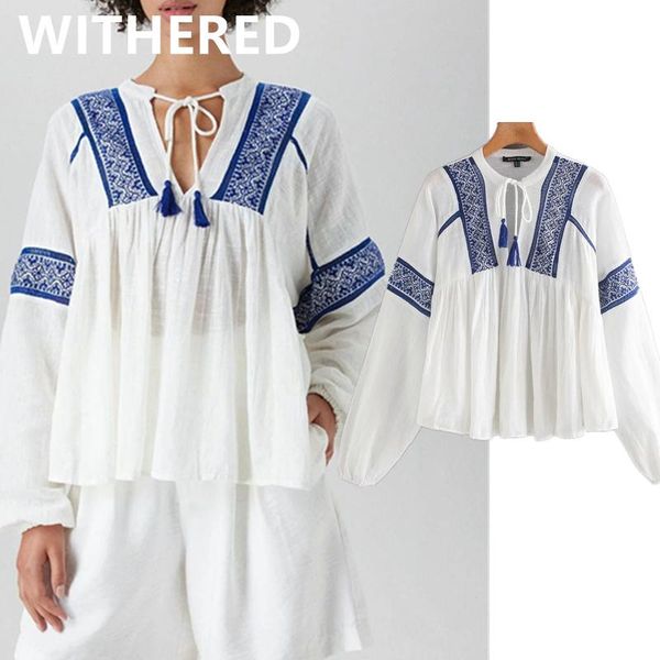 women's blouses & shirts withered beach blouse women indie folk vintage bohemian embroidery color matching loose blusas mujer de moda 2, White
women's blouses & shirts withered beach blouse women indie folk vintage bohemian embroidery color matching loose blusas mujer de moda 2, White
