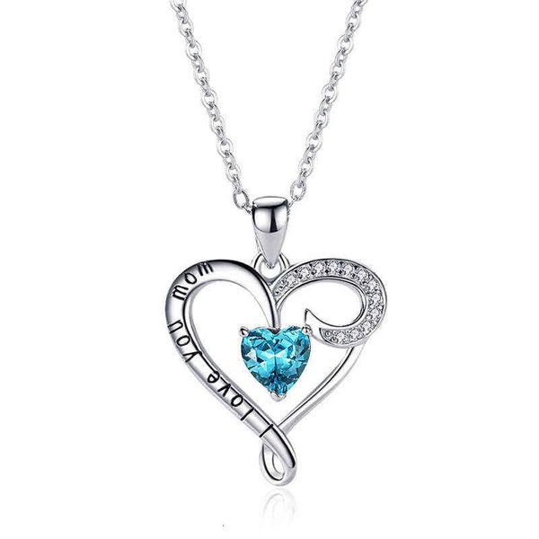 s925 sier ocean heart lady love blue diamond mother's day gift for mother, Silver 
s925 sier ocean heart lady love blue diamond mother's day gift for mother, Silver