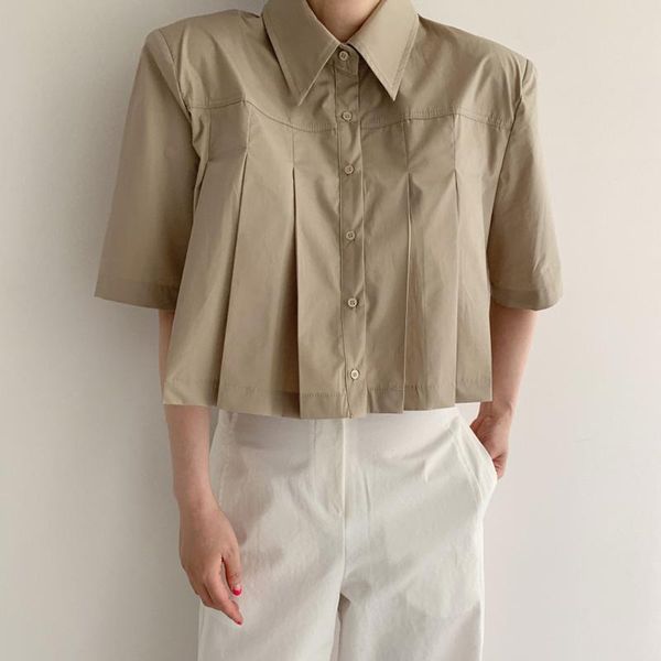 women's blouses & shirts be careful of the short shirt with pleated design before and after machine, White
women's blouses & shirts be careful of the short shirt with pleated design before and after machine, White