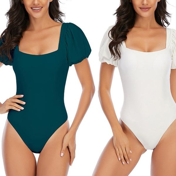 women one-piece bikini puff sleeve square neck backless monokini solid swimsuit
women one-piece bikini puff sleeve square neck backless monokini solid swimsuit