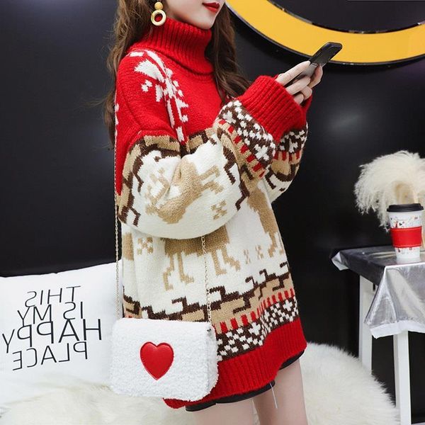 autumn and winter new sweater female students korean loose high-necked hedging christmas snowflake elk lazy wind thickening 210218, White;black
autumn and winter new sweater female students korean loose high-necked hedging christmas snowflake elk lazy wind thickening 210218, White;black