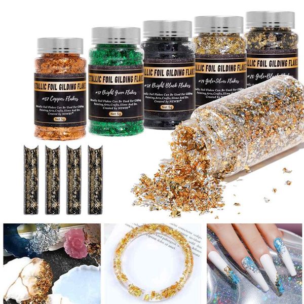 nail art decorations 1box/5g decor sequins glitters gold foil leaf flake resin mold fillings shiny manicure confetti 24 colors, Silver;gold
nail art decorations 1box/5g decor sequins glitters gold foil leaf flake resin mold fillings shiny manicure confetti 24 colors, Silver;gold