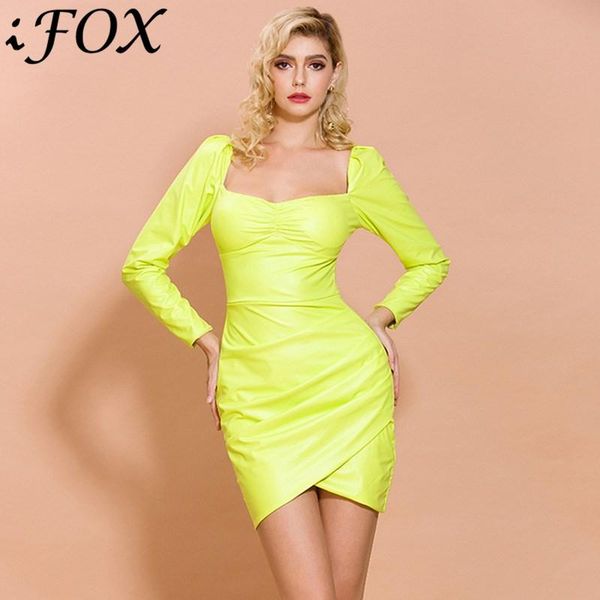 casual dresses arrival ifox 2021 women slash long sleeve dress female green color mini bodycon elegant leather, Black;gray
casual dresses arrival ifox 2021 women slash long sleeve dress female green color mini bodycon elegant leather, Black;gray