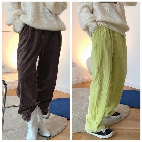 obrix autumn spring soft comfortable loose mid waist solid color cotton corduroy pants for women, Black;white
obrix autumn spring soft comfortable loose mid waist solid color cotton corduroy pants for women, Black;white