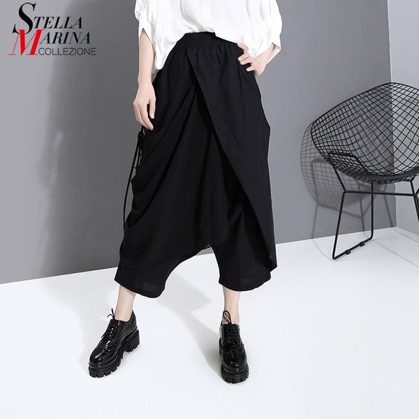 women's pants & capris 2021 korean style solid black chiffon harem elastic waist ankle length ladies unique streetwear cross femme 6391, Black;white
women's pants & capris 2021 korean style solid black chiffon harem elastic waist ankle length ladies unique streetwear cross femme 6391, Black;white