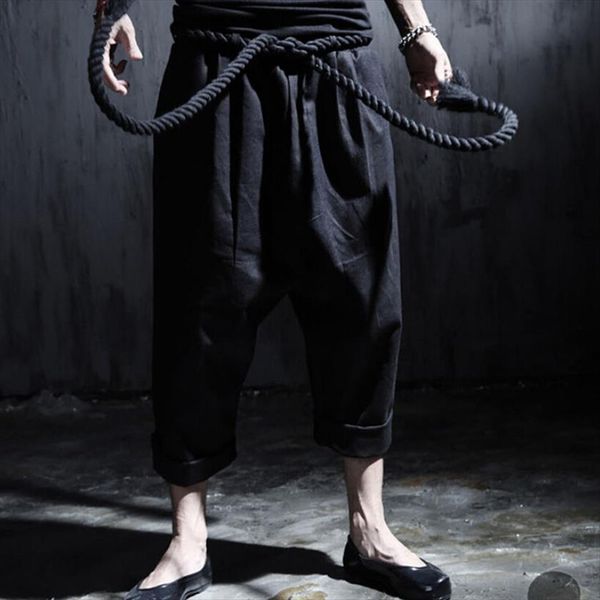 summer black linen harem nightclub women pant stage baggy trousers with rope belt mens gothic punk hip hop joggers wear
summer black linen harem nightclub women pant stage baggy trousers with rope belt mens gothic punk hip hop joggers wear