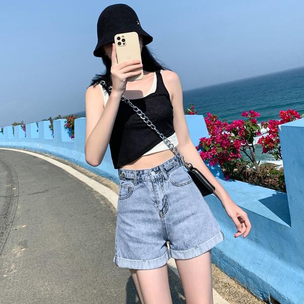 women's shorts woman high waist denim ultra slimming summer loose 2021 spring clothes fashion, White;black
women's shorts woman high waist denim ultra slimming summer loose 2021 spring clothes fashion, White;black
