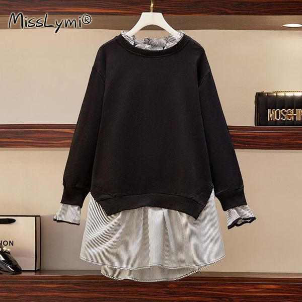women's hoodies & sweatshirts -4xl plus size women sweatshirt dress autumn 2021 fashion black long sleeve cotton patchwork striped shi
women's hoodies & sweatshirts -4xl plus size women sweatshirt dress autumn 2021 fashion black long sleeve cotton patchwork striped shi
