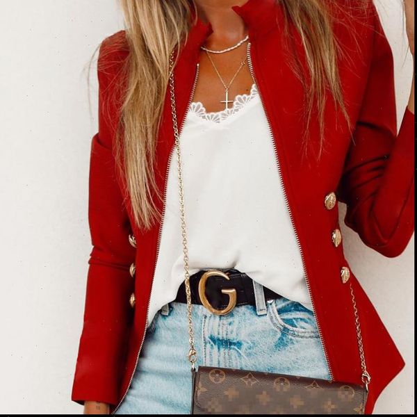 women zipper front stand collar jacket long sleeve women office ladies solid color fashion casual work jacket, Black;brown
women zipper front stand collar jacket long sleeve women office ladies solid color fashion casual work jacket, Black;brown