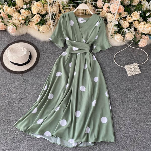 2021 summer polka dot women slim high waisted bandage es elegant ladies vintage v neck long robe beach vestidos hzhu, Black;gray
2021 summer polka dot women slim high waisted bandage es elegant ladies vintage v neck long robe beach vestidos hzhu, Black;gray