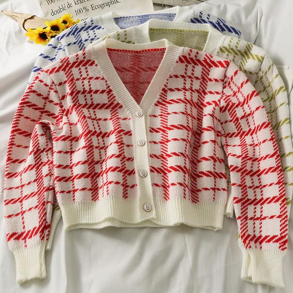 women's knits & tees 2021 spring and autumn short single breasted v-neck long sleeve sweater for women slim all-match coat, White
women's knits & tees 2021 spring and autumn short single breasted v-neck long sleeve sweater for women slim all-match coat, White