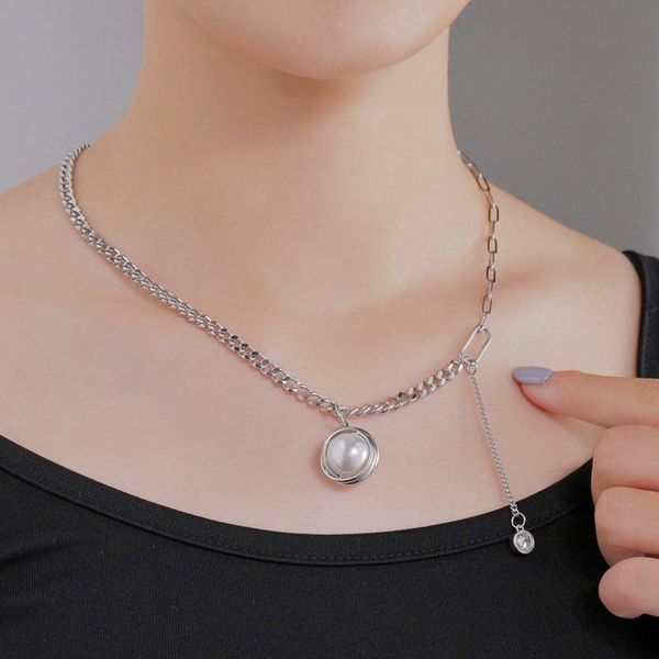 pendant necklaces allme korean simulation pearl ball necklace for women ladies titanium steel patchwork chain accessories, Silver
pendant necklaces allme korean simulation pearl ball necklace for women ladies titanium steel patchwork chain accessories, Silver