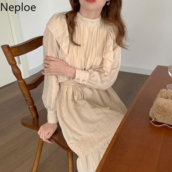 casual dresses neploe vestidos de mujer chic elegant maxi for women stand neck folds ruffles robe lace up slim waist temperament dress, Black;gray
casual dresses neploe vestidos de mujer chic elegant maxi for women stand neck folds ruffles robe lace up slim waist temperament dress, Black;gray