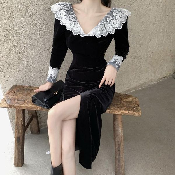 casual dresses elegant vintage dress women v-neck lace midi black party female autumn 2021 korean fashion velvet sexy, Black;gray
casual dresses elegant vintage dress women v-neck lace midi black party female autumn 2021 korean fashion velvet sexy, Black;gray